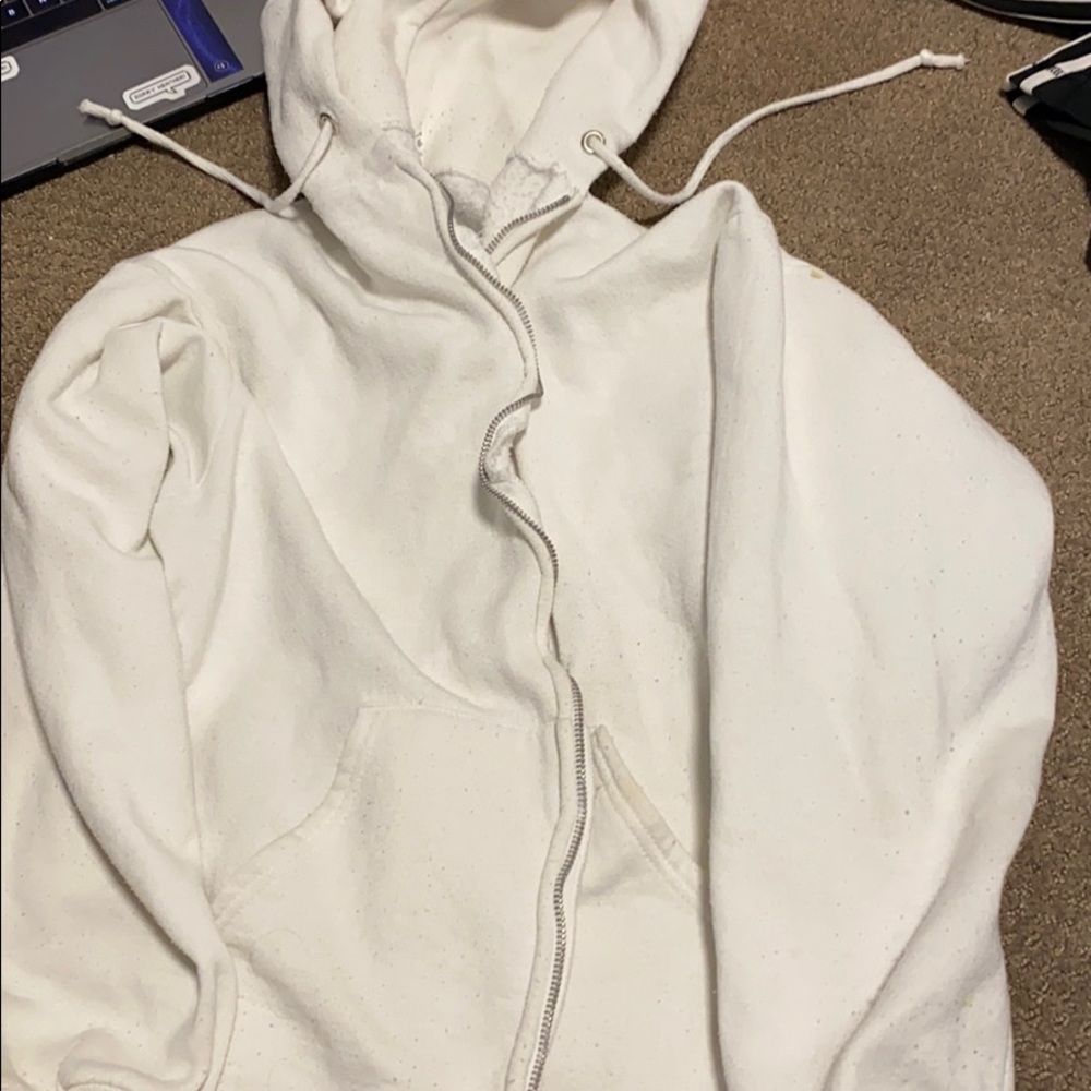 thrifted white zip up